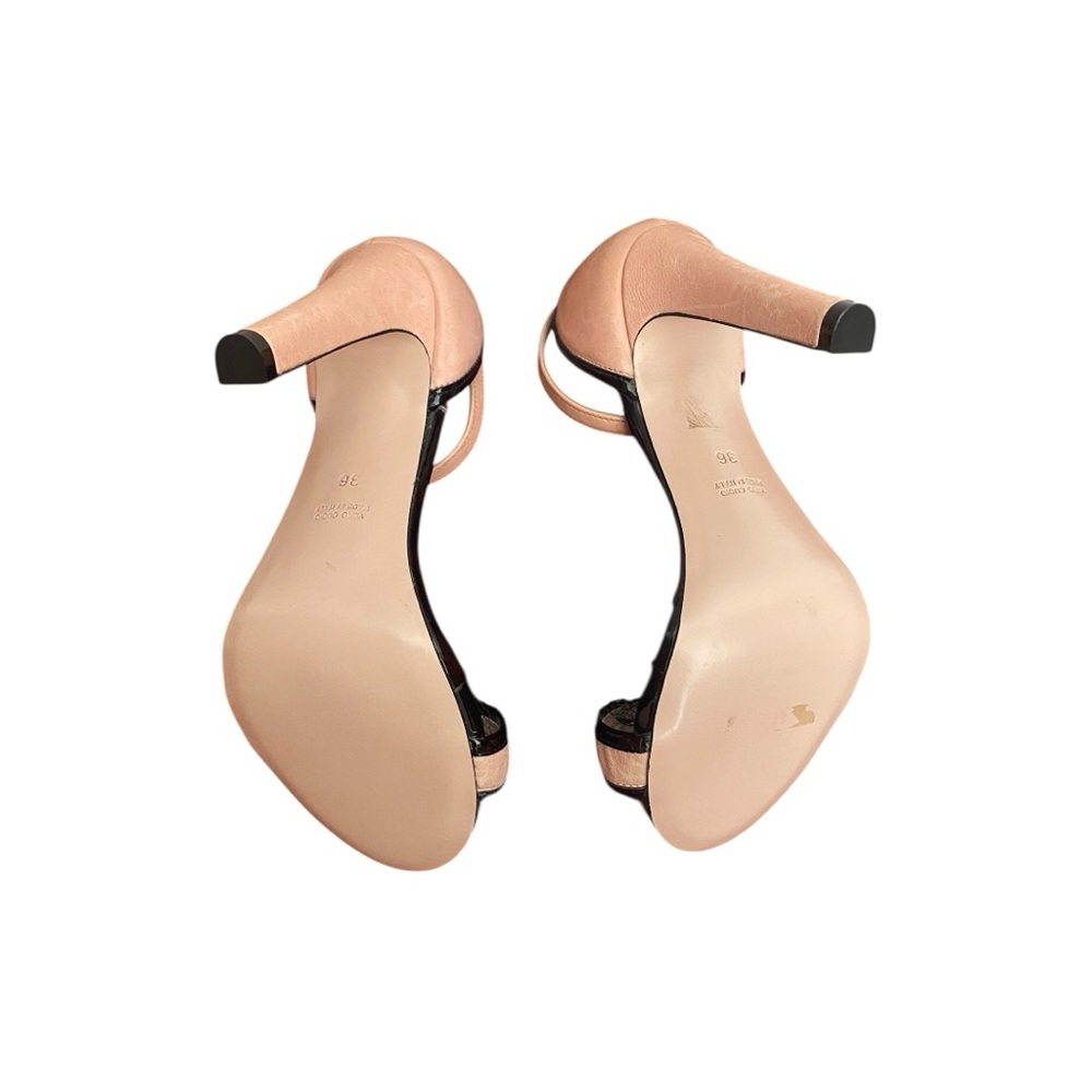 NWOT Red Valentino Pink/Black Leather Bow Detail Ankle Strap Sandals Size 36 - Picture 8 of 8